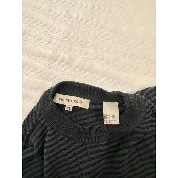 Pronto Uomo Black Knit Striped T-Shirt Men’s XL Elevated Basics Quiet Luxury 90s - Picture 3 of 11